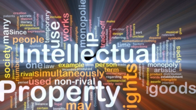 Word cloud style image about Intellectual property